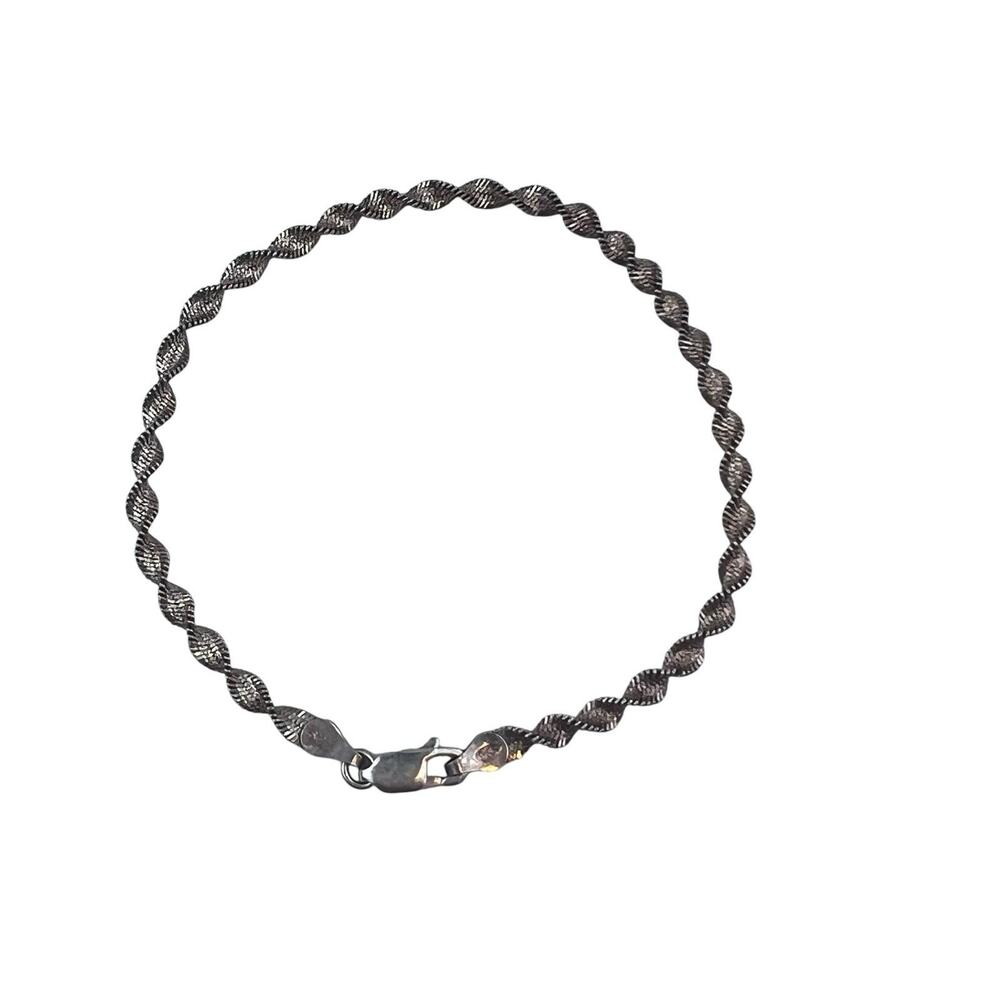FAS Sterling Silver Twisted Rope Chain Bracelet 8-1/8" Italy